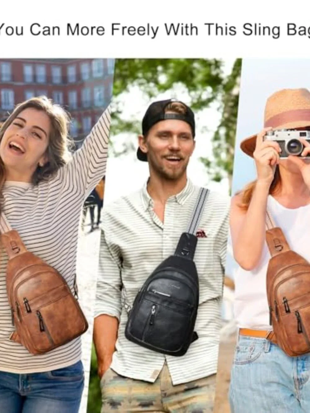 7L Sling Bag Crossbody Fanny Pack PU Leather Travel Shoulder Belt Bag